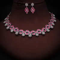 Stylish Silver Necklace With 1 Pair Of Earrings For Women And Girls-thumb3