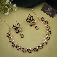 Stylish Gold Plated Rose Gold Brass Jewellery Set For Women-thumb1