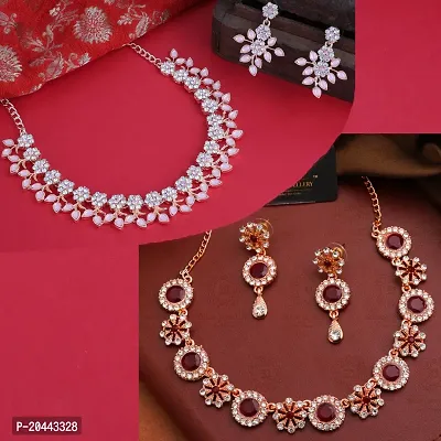 Combo Of 2 Rose Gold Plated Traditional Fashion Jewellery Set For Women-thumb0