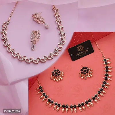 Stylish Alloy American Diamond Jewellery Set For Women Pack Of 2