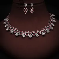 Stylish Silver Necklace With 1 Pair Of Earrings For Women And Girls-thumb3