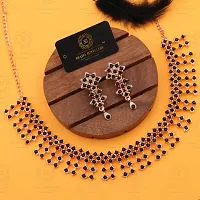 Stylish Black Alloy American Diamond Jewellery Set For Women-thumb3