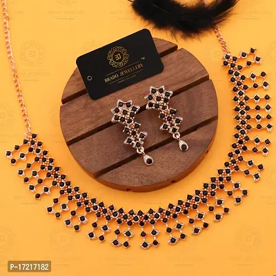 Stylish Black Alloy American Diamond Jewellery Set For Women-thumb4