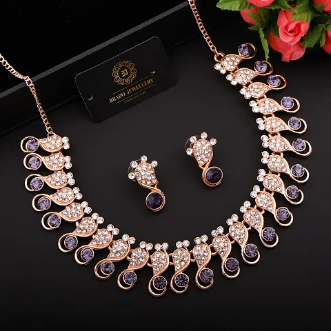 Fancy Designer Alloy American Diamond Jewellery Sets For Women