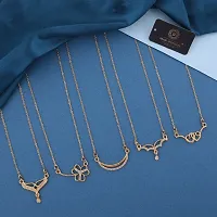 Stylish Fancy Designer Brass American Diamond Gold Plated Necklaces For Women Pack Of 5-thumb2