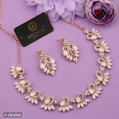 Stylish Rose Gold Plated Brass Jewellery Set For Women