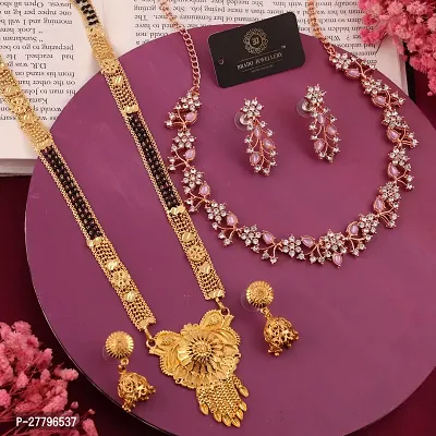 Beautiful Brass Necklace Set And Mangalsutra With Earring Pack Of 2