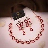Stylish Gold Plated Rose Gold Brass Jewellery Set For Women-thumb1