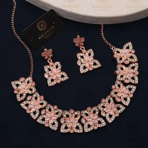 Partywear Brass American Diamond Necklace Sets