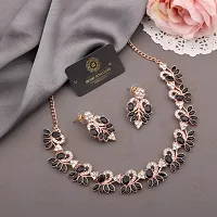 Stylish Rose Gold Plated Brass Jewellery Set For Women-thumb1