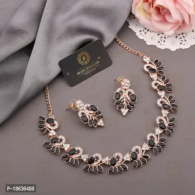 Stylish Rose Gold Plated Brass Jewellery Set For Women-thumb2