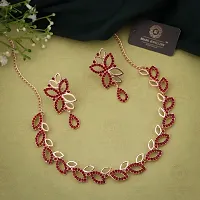 Stylish Gold Plated Rose Gold Brass Jewellery Set For Women-thumb3