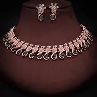 Stylish Green Alloy American Diamond Jewellery Set For Women-thumb3