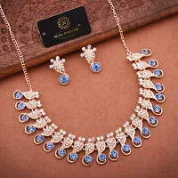 Stylish Blue Alloy American Diamond Jewellery Set For Women-thumb1