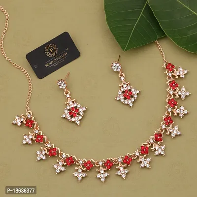 Stylish Gold Plated American Diamond Necklace For Women And Girls