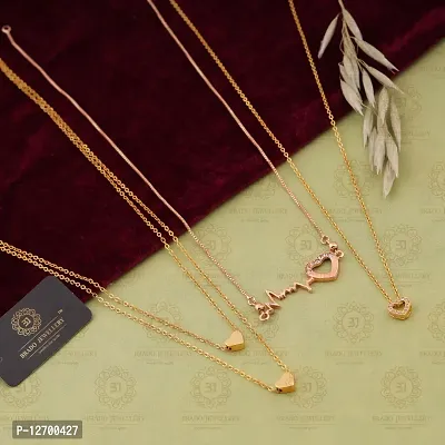 Gold Tradition Trending Gold Plated Combo Pack Of 3 Necklaces Pendant Chain With Beautiful Look For Women and Girls