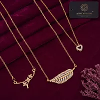 Stylish Fancy Designer Brass American Diamond Gold Plated Necklaces For Women Pack Of 3-thumb1