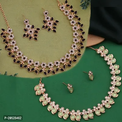 Stylish  Brass American Diamond Jewellery Set For Women Pack Of 2