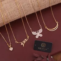 Stylish Fancy Designer Brass American Diamond Gold Plated Necklaces For Women Pack Of 4-thumb1