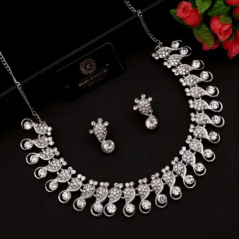 Partywear Brass American Diamond Necklace Sets