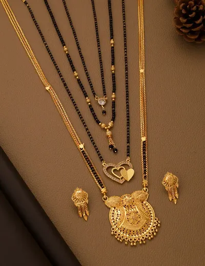 Combo Of 4 Gold Plated American Diamond Mangalsutra sets