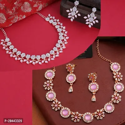 Combo Of 2 Rose Gold Plated Traditional Fashion Jewellery Set For Women