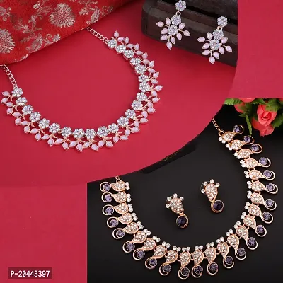 Combo Of 2 Rose Gold Plated Traditional Fashion Jewellery Set For Women-thumb0
