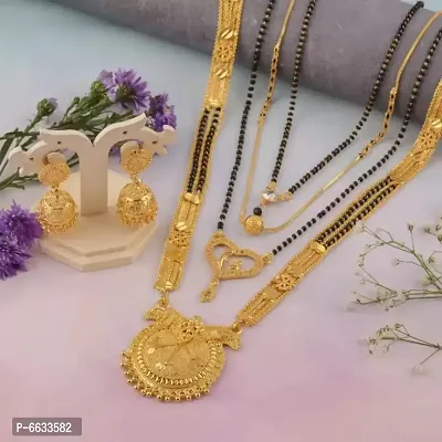 Combo of 4 Gold Plated Alloy Mangalsutra Sets-thumb0