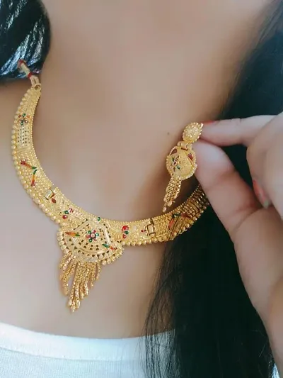 Fashionable Gold Plated Mangalsutra And Earring Sets