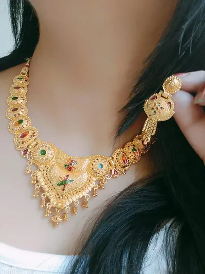 Golden Traditional Wear Fancy Jewellery Set