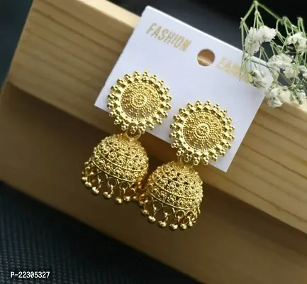 Gold Plated Alloy Artificial Stone Jhumka