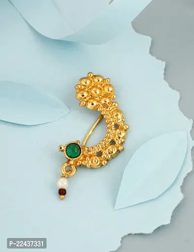 Gold Plated Alloy Maharashtrian Style Nose Pin