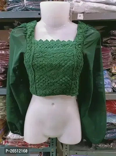 Elegant Green Georgette Top For Women