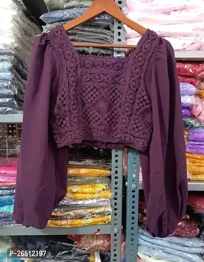 Elegant Purple Georgette Top For Women