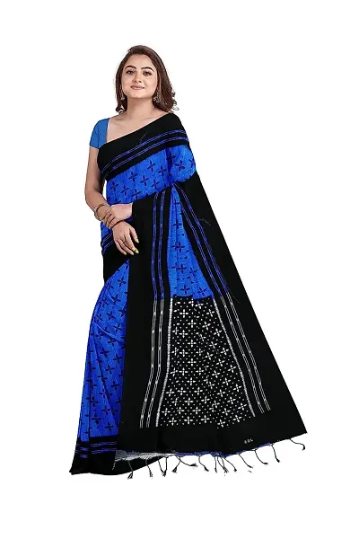 Elegant Sambalpuri Saree With Contrast Blouse Piece