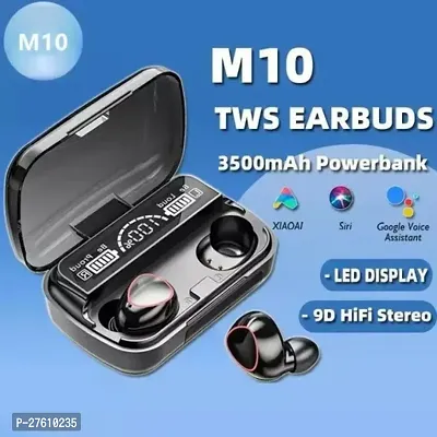 M10 Wireless Earbuds Bluetooth 5.1 TWS Earphones Full Touch Control Headphones Built-in Microphone Immersive Sound Quality Fast Stable  Auto Connection Smart LED Headset (Pack of 1) NM-19-thumb0