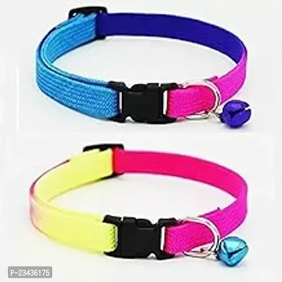 Rainbow Collar Of 2 Pcs For And Puppies With Bell Adjustable, Vibrant Colors, Very Comfartable Small-thumb0