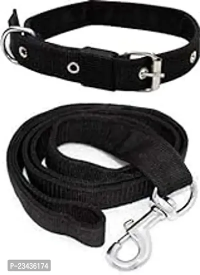 Dog Neck Collar Belt And Leash Set Black Color, Waterproof, Medium, Leash Size 1.5M-2M1Inch Wide-thumb0