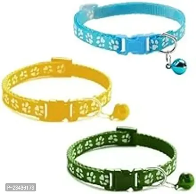 Pgjrinted Collar 3Pcs, Adustable Best For Dogs Kitten And Rabbit With Bell 2Pc Multicolor-thumb0