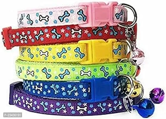Printed Collar 2Pcs, Adustable Best For Dogs Kitten And Rabbit With Bell 2Pc Multicolor-thumb0