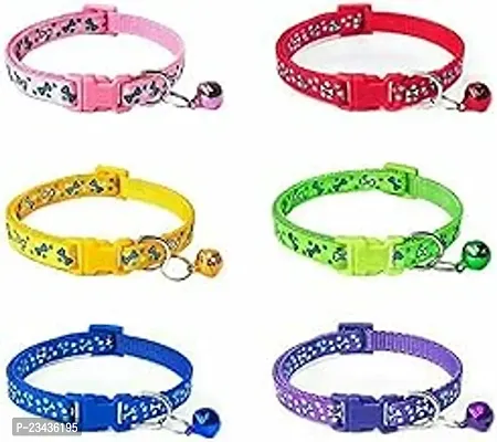 Bone Printed Collar 2Pcs, Adustable Best For Dogs Kitten And Rabbit Attached Bell 2Pc
