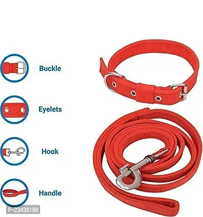 Dog Neck Collar Belt And Leash Set Red Color, Waterproof, Medium, Leash Size 1.5M-2M1Inch Wide-thumb3