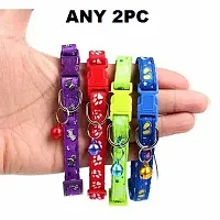 Printed Collar 2Pcs, Adustable Best For Dogs Kitten And Rabbit With Bell 2Pc Multicolor-thumb3