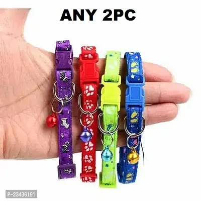 Printed Collar 2Pcs, Adustable Best For Dogs Kitten And Rabbit With Bell 2Pc Multicolor-thumb4
