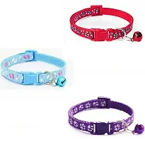 Pgjrinted Collar 3Pcs, Adustable Best For Dogs Kitten And Rabbit With Bell 2Pc Multicolor-thumb2