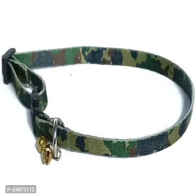 DOSAN Nylon Adjustable Army Printed 10mm collar leash set High Quality With bell attached For Cat Dog And Puppies (Small)-thumb3
