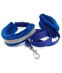 DOSAN Medium Inch Adustable Fur Collar and Fur leash (Blue )-thumb1