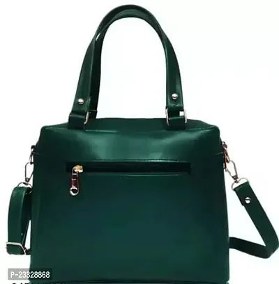 Stylish Green Leather Solid Handbags For Women