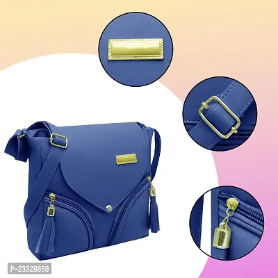 Stylish Blue Leather Solid Handbags For Women