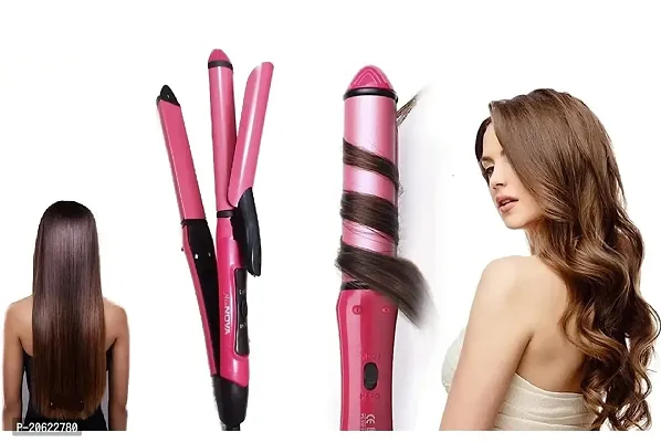 2 in 1 Essential Pink Combo Beauty Set Hair Straightener and Curler for Women Hair Straightener-thumb0